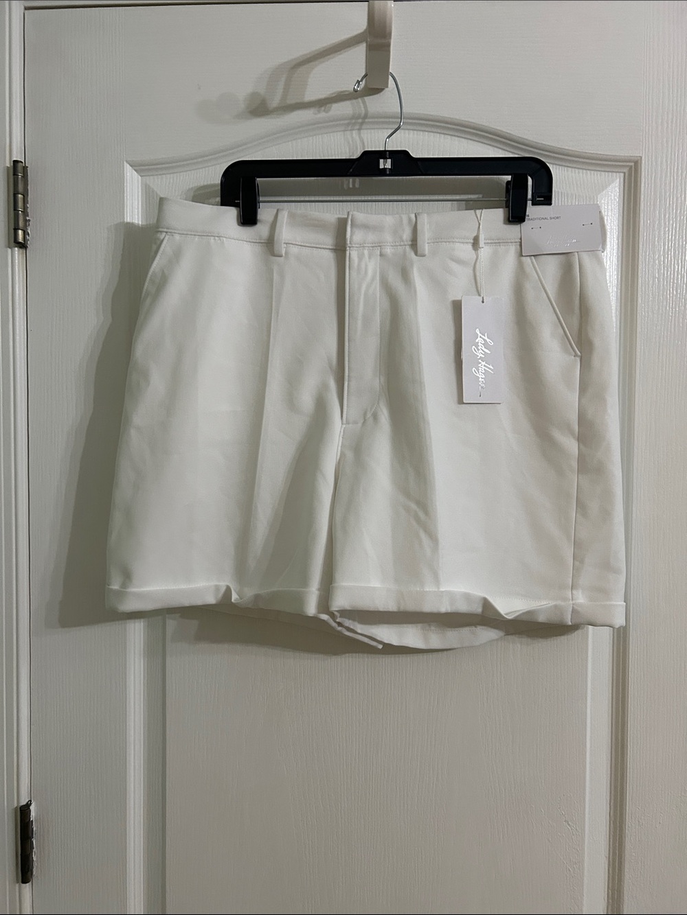 Lady Hagen White High-Rise Tailored Bermuda Shorts